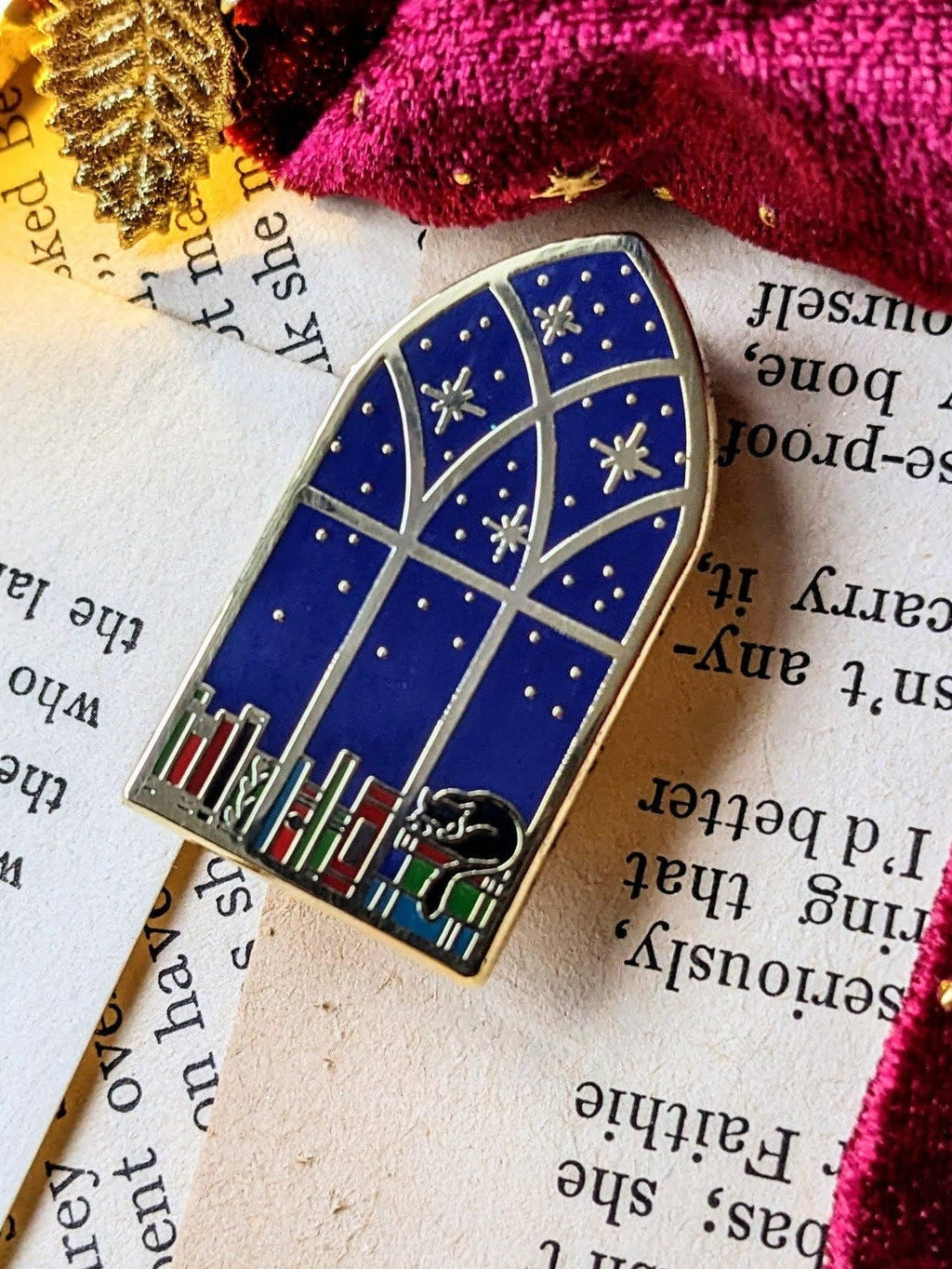 Library Window hard enamel pin