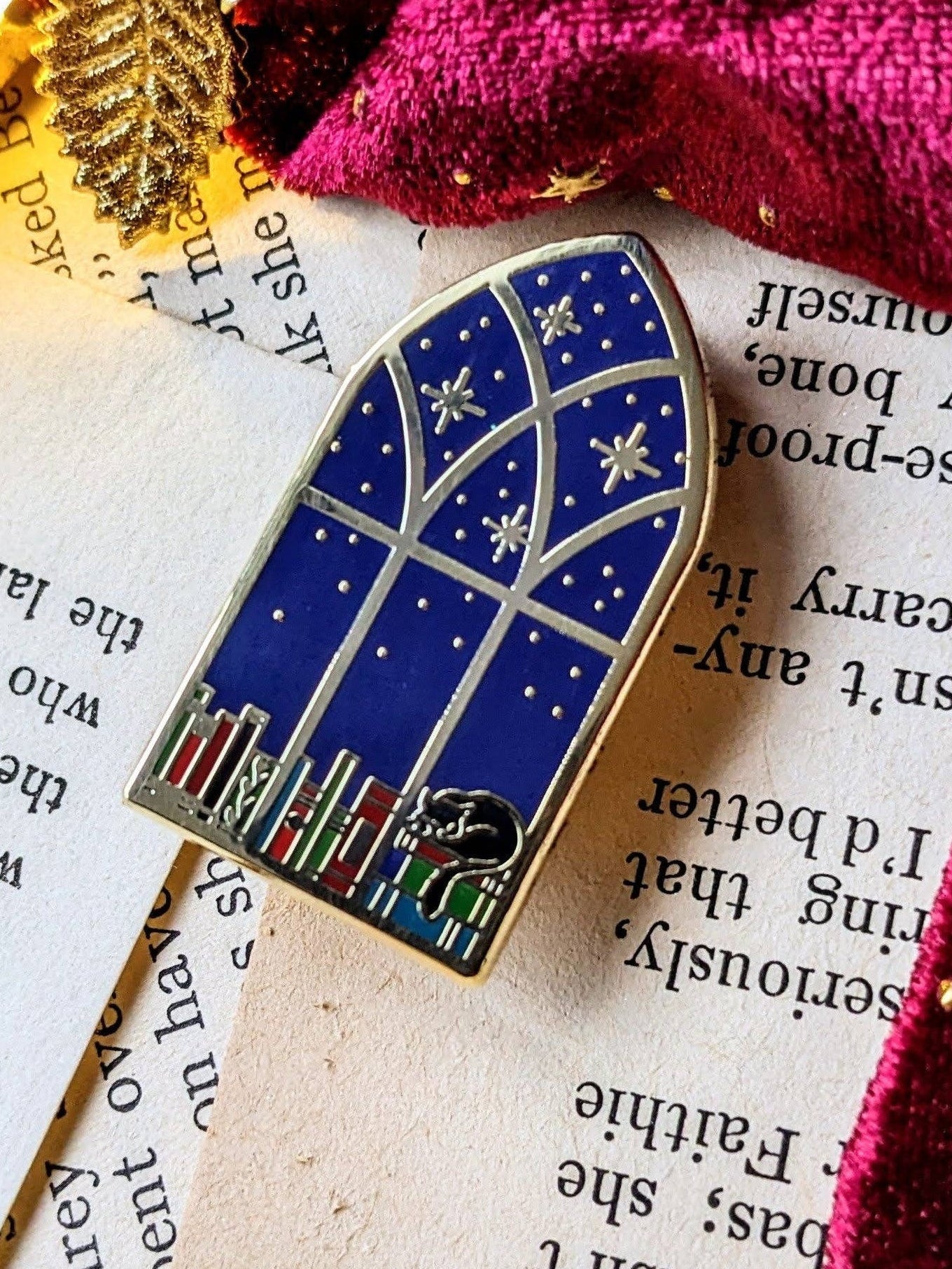 Library Window hard enamel pin