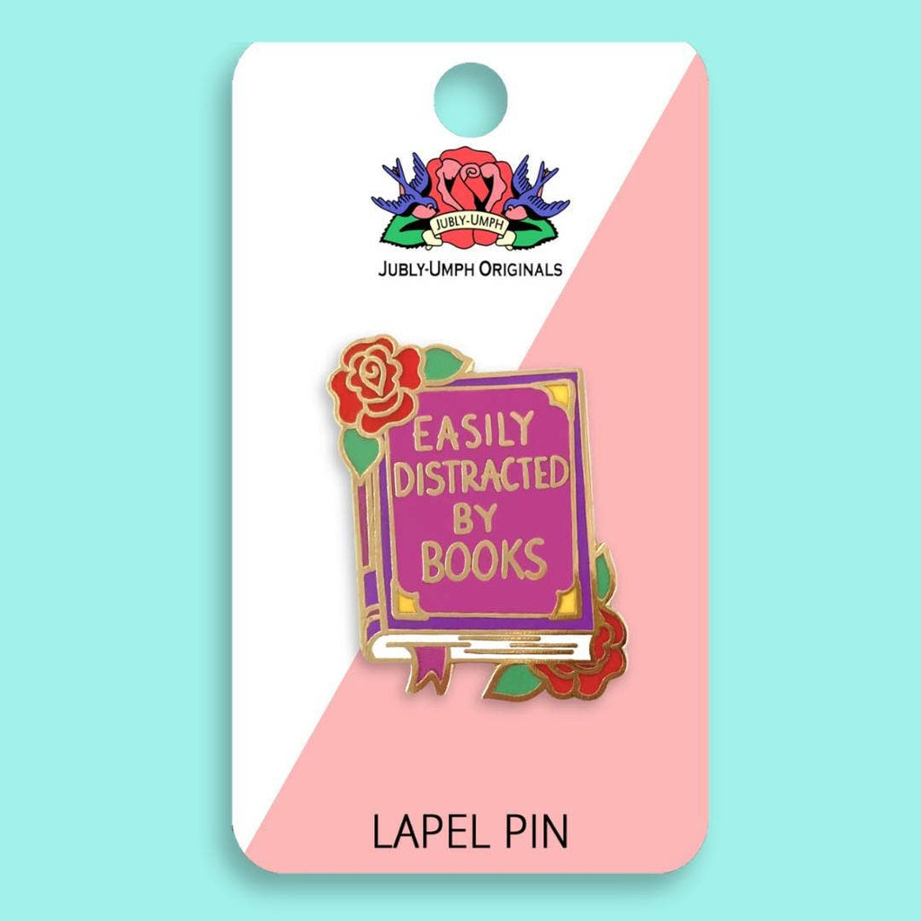 Easily Distracted By Books Enamel Pin