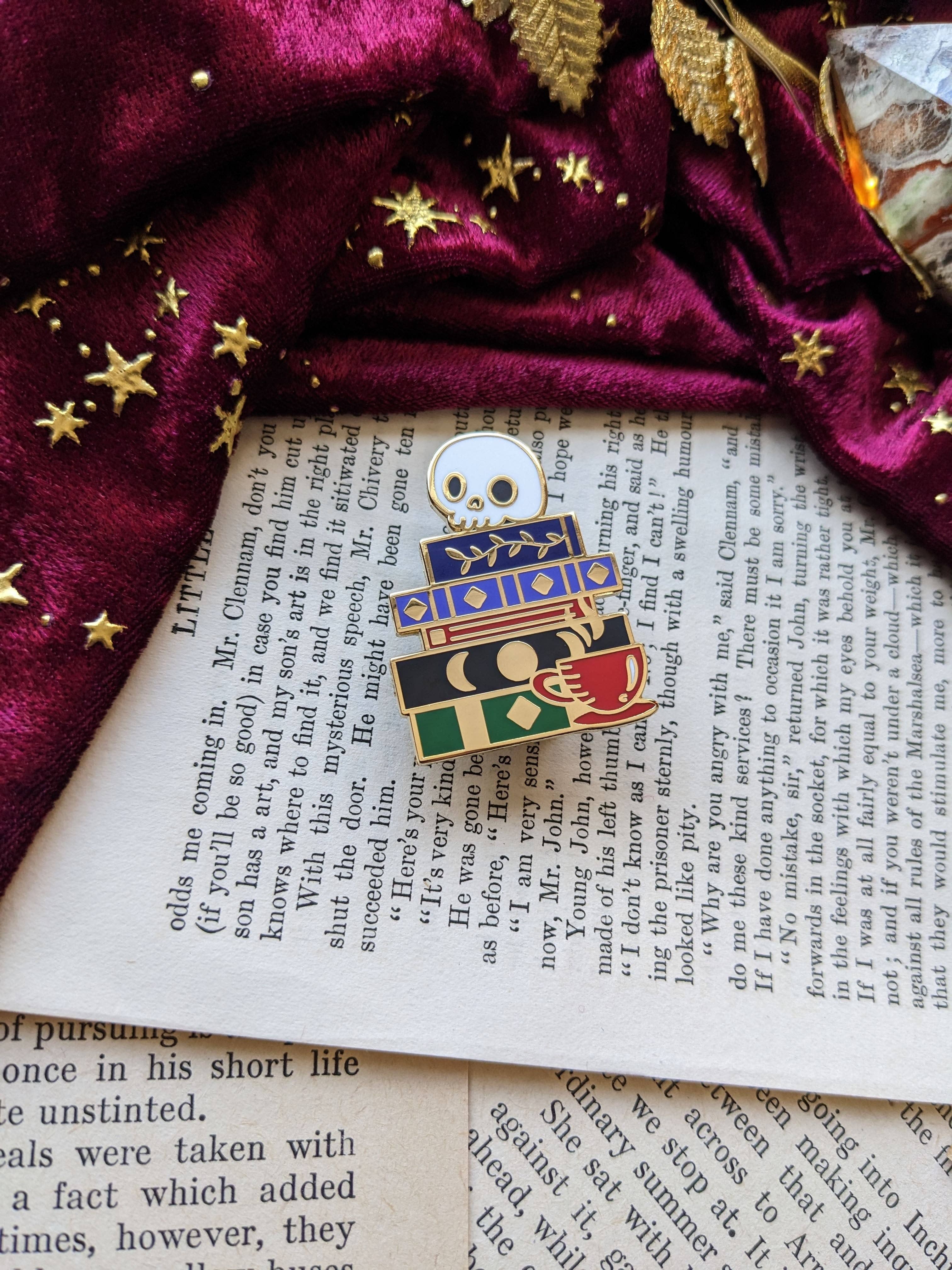 Book stack hard Enamel pin