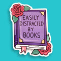 Easily Distracted By Books Sticker
