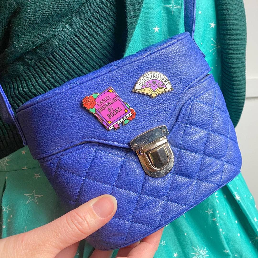 Easily Distracted By Books Enamel Pin