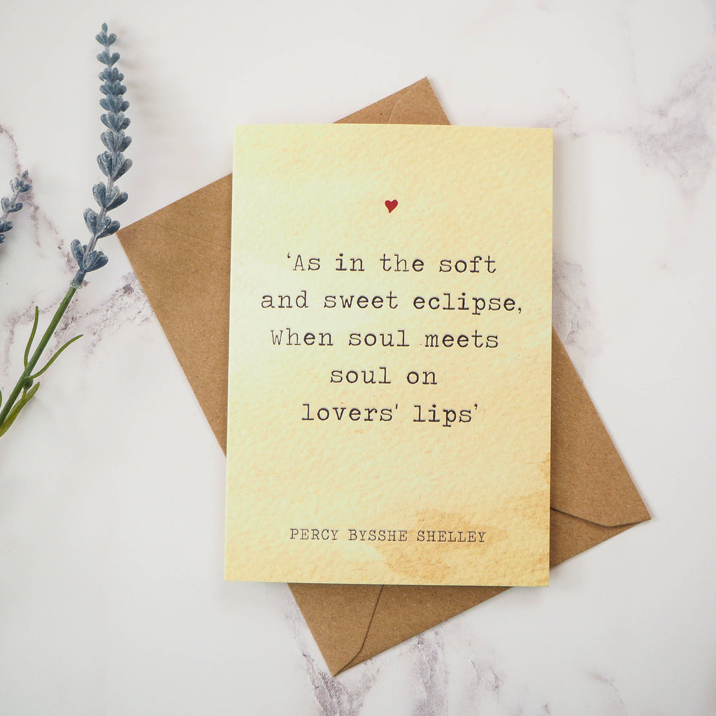 Literature Lovers Card Percy Shelley Quote Valentines