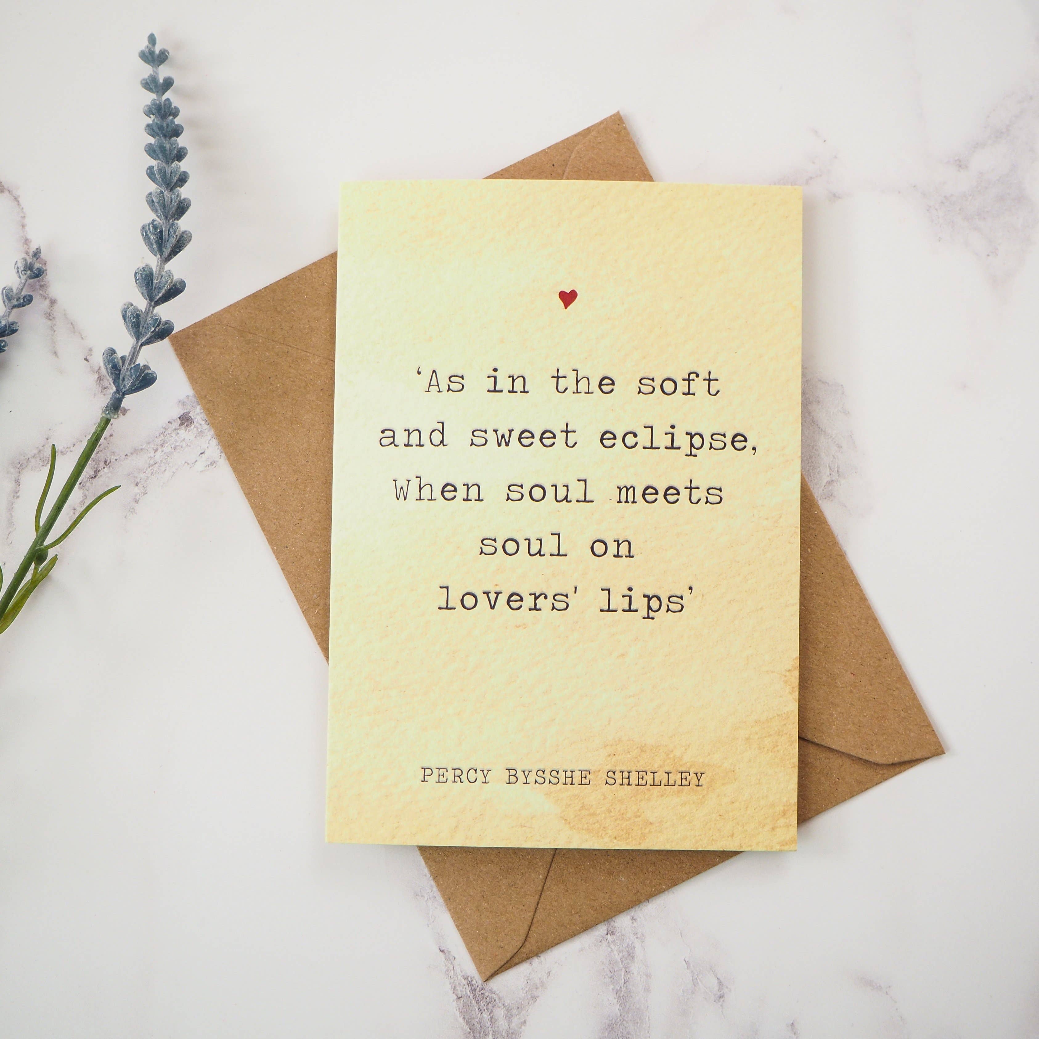 Literature Lovers Card Percy Shelley Quote Valentines