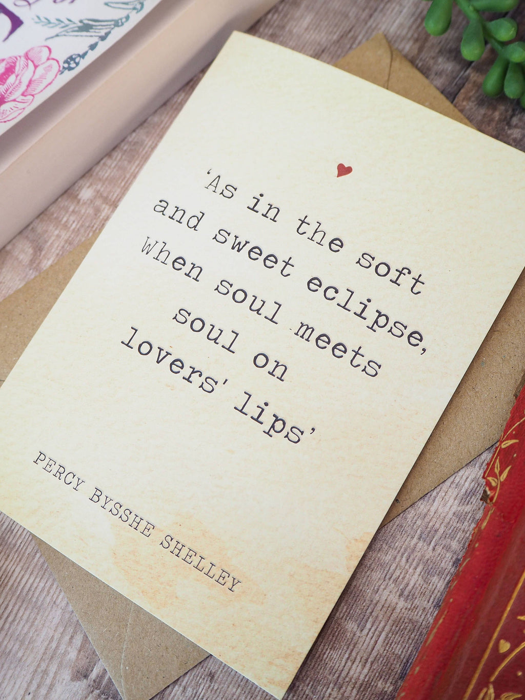 Literature Lovers Card Percy Shelley Quote Valentines