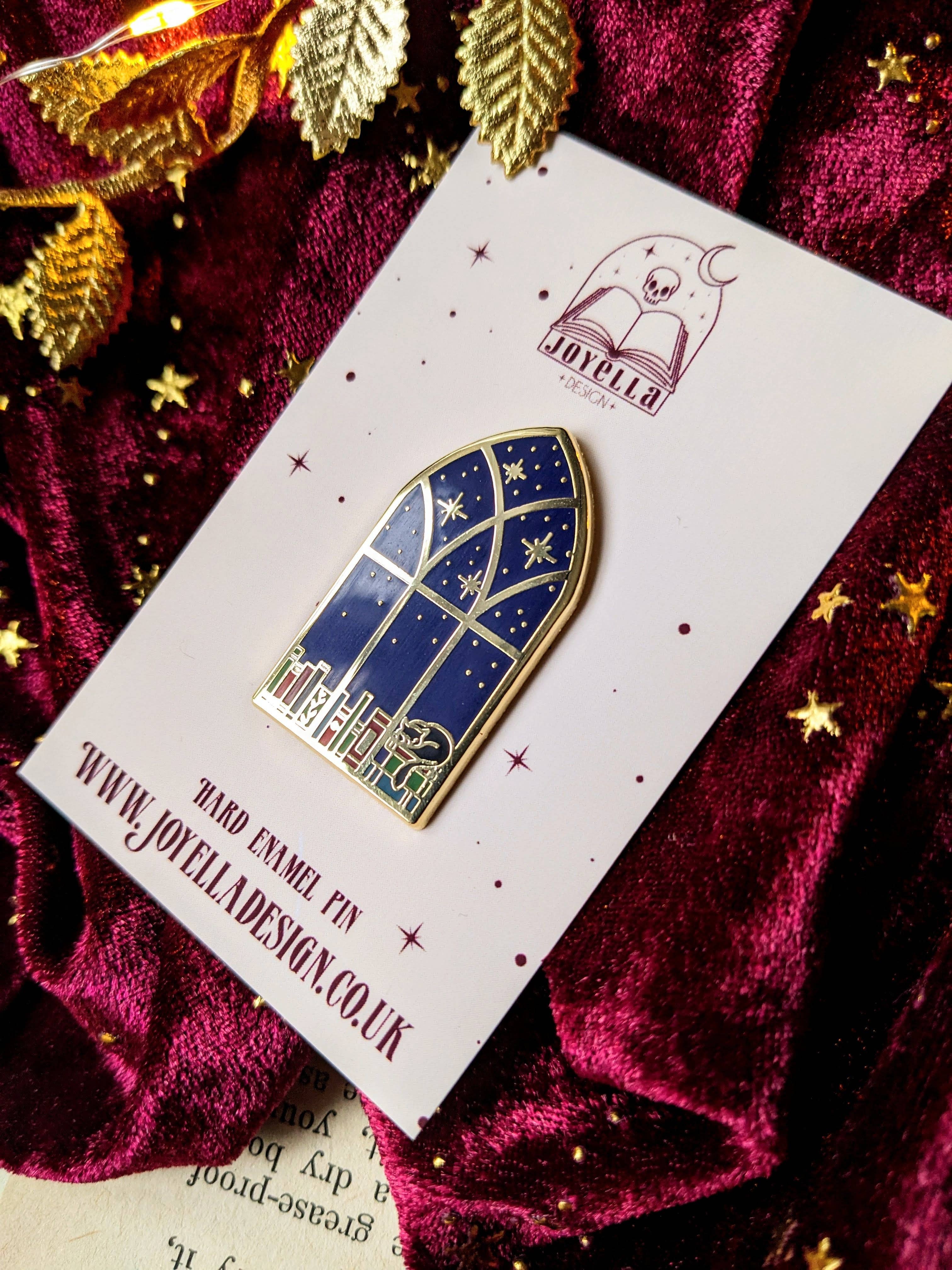 Library Window hard enamel pin