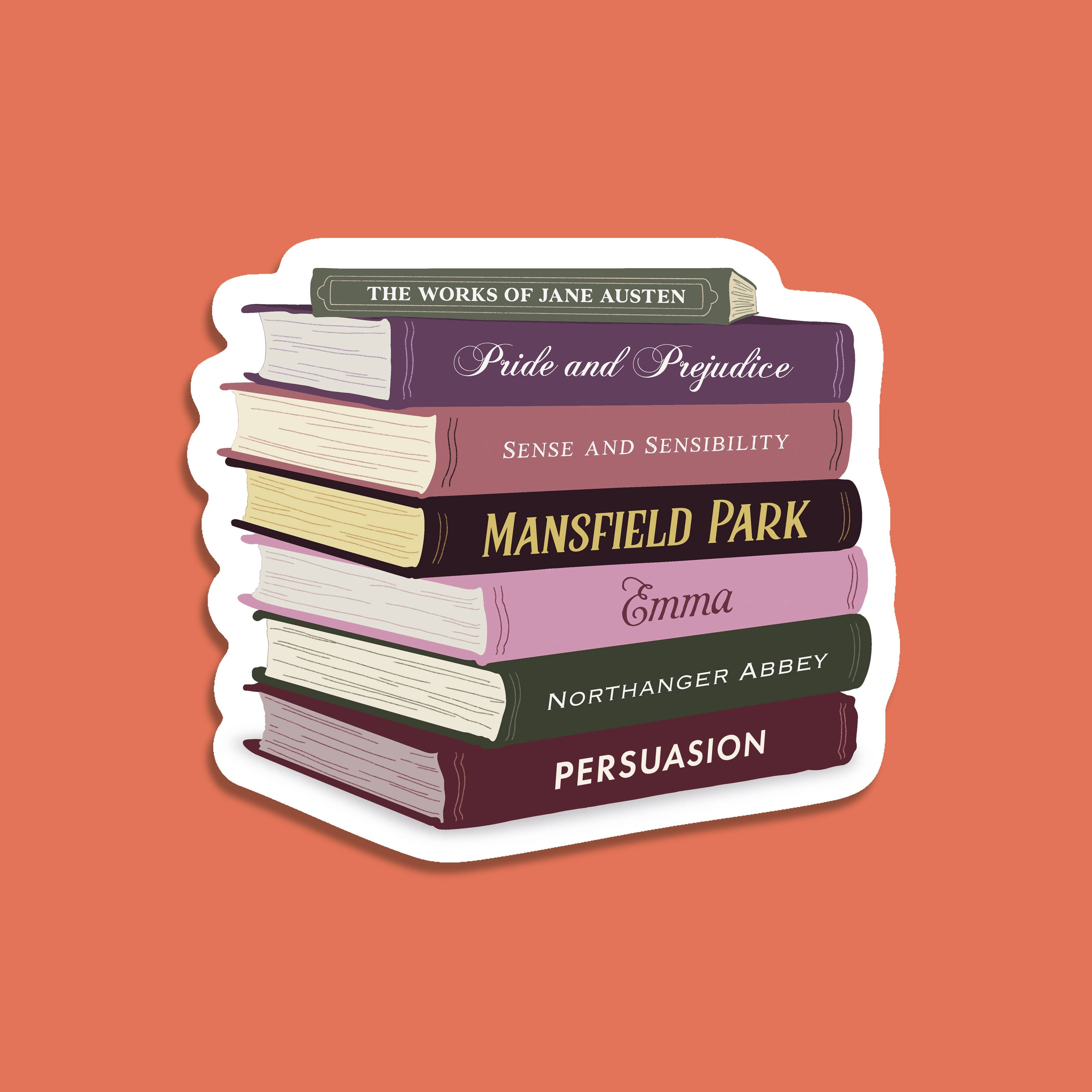 Jane Austen - Book Stack Sticker
