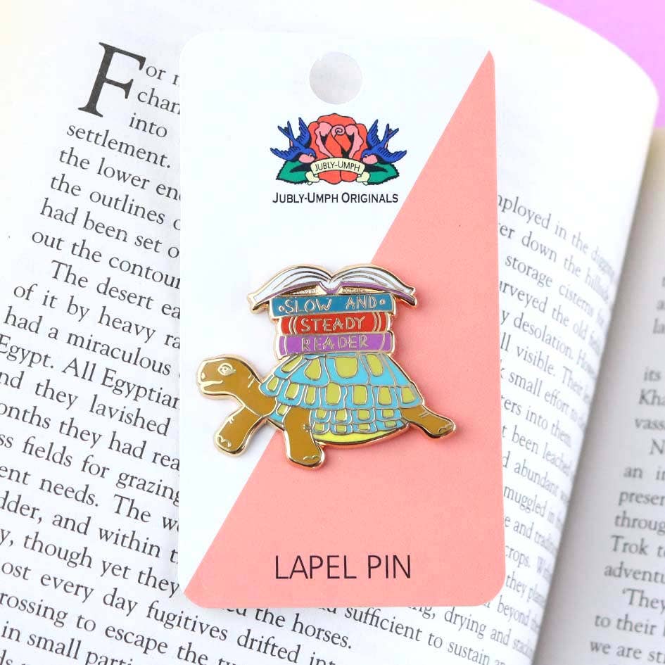 Slow And Steady Reader Tortoise Enamel Pin
