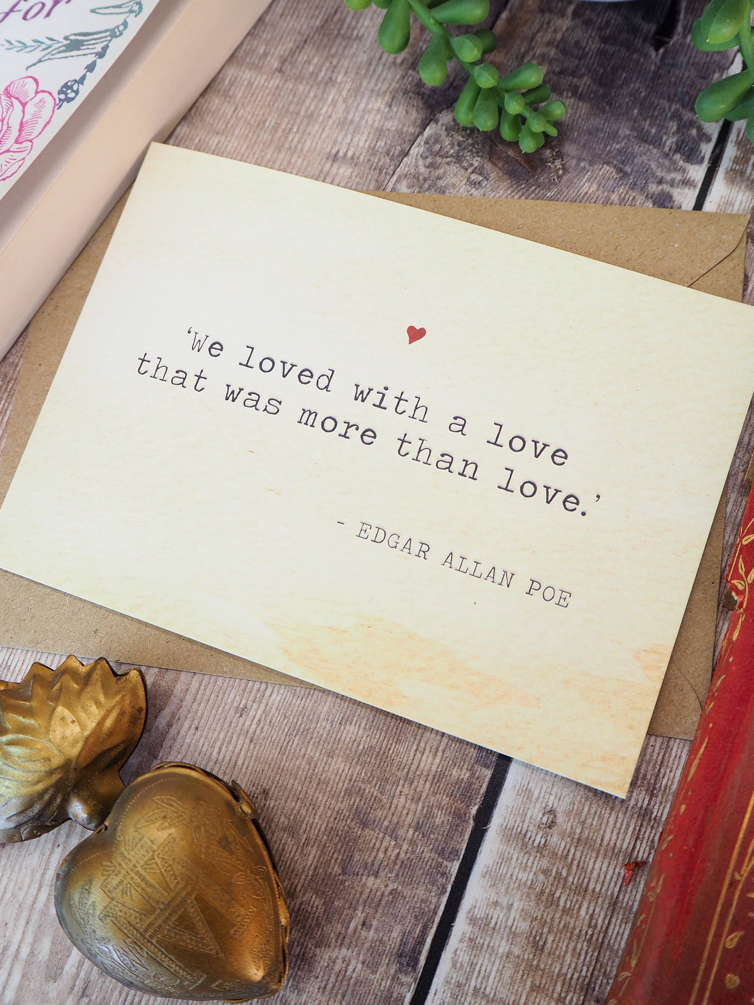 Literature Lovers Card Edgar Allan Poe Quote Valentines