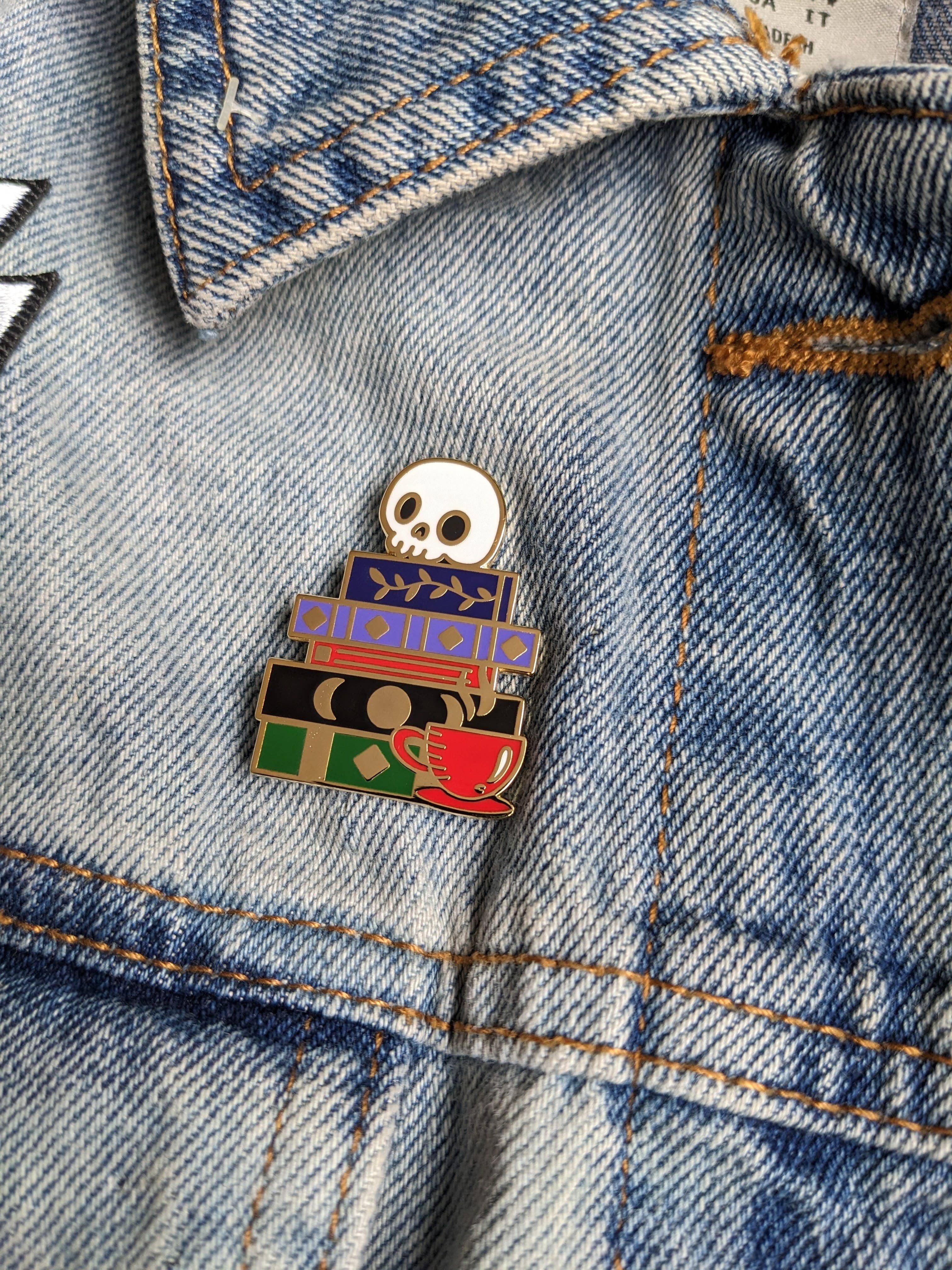 Book stack hard Enamel pin