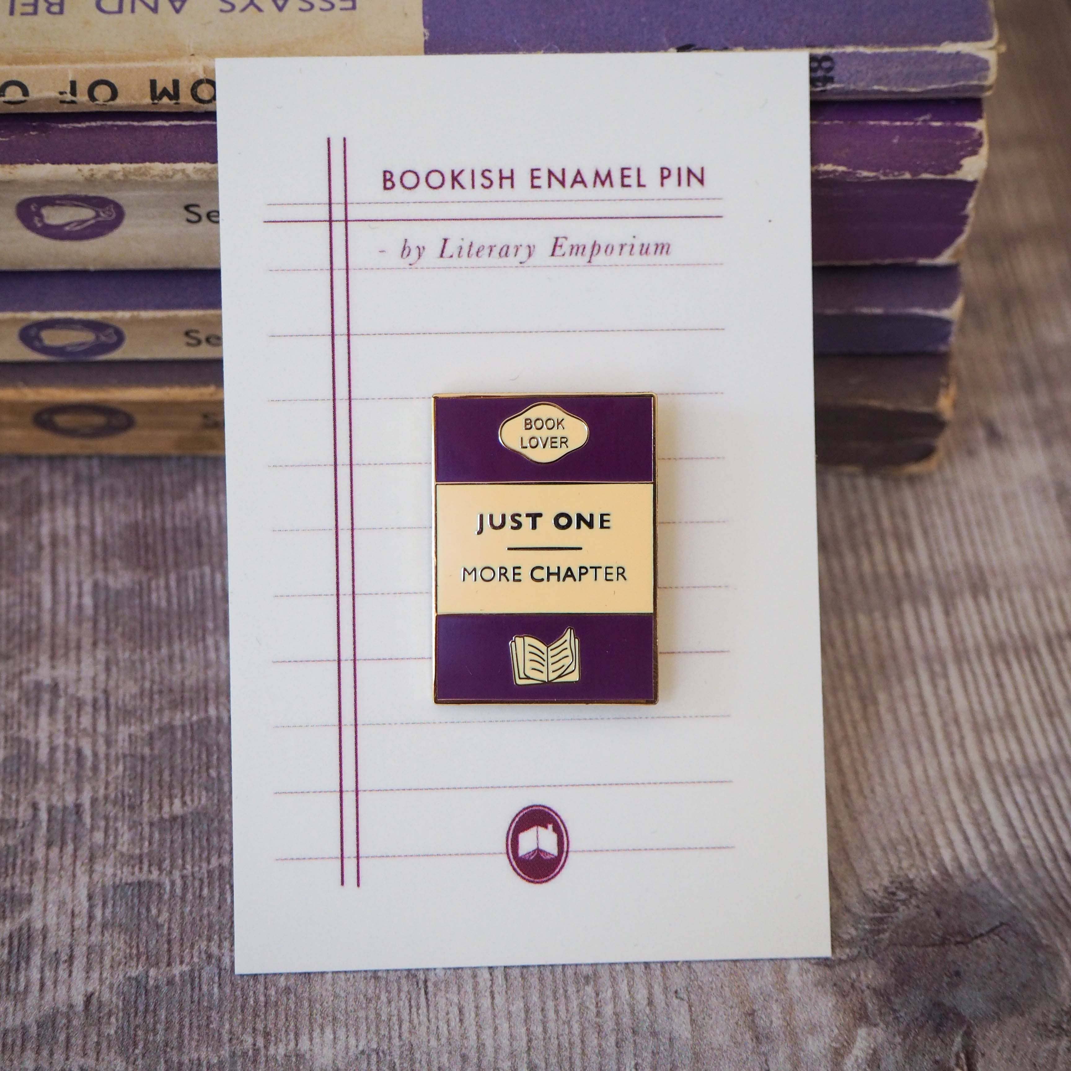 'Just One More Chapter' - Book Lover Enamel Pin Badge