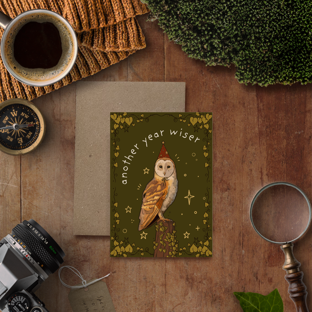Another Year Wiser – Owl Birthday Card