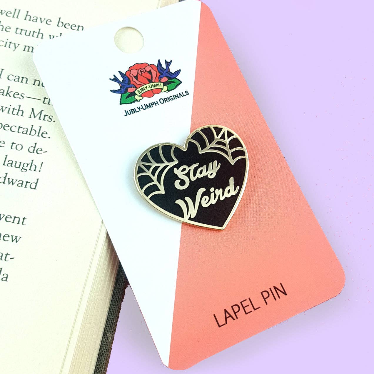 Stay Weird Black Heart Enamel Pin