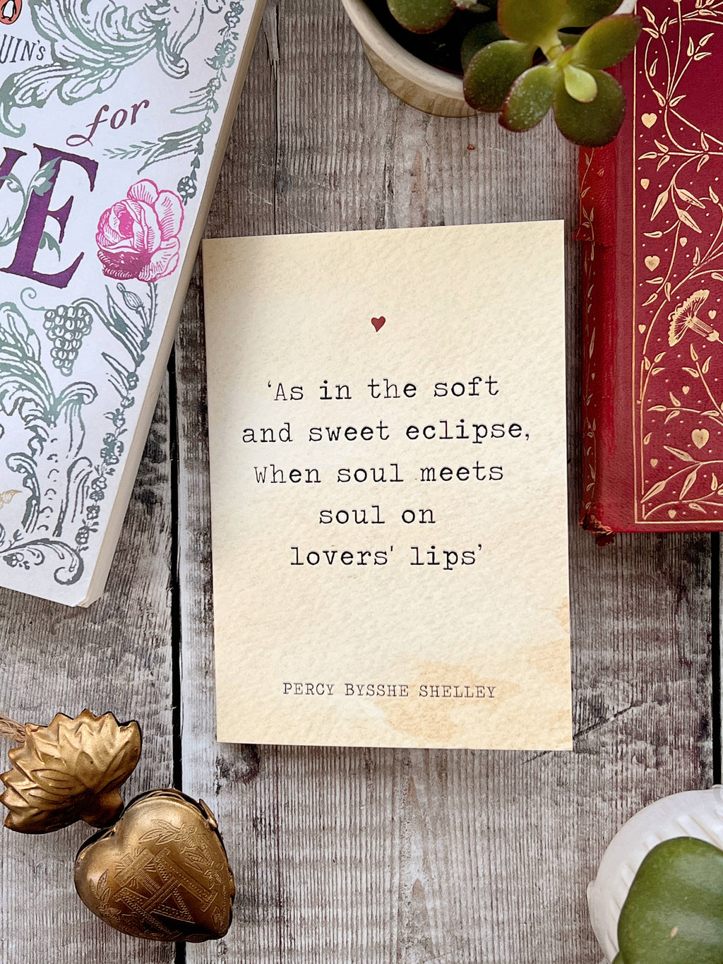 Literature Lovers Card Percy Shelley Quote Valentines