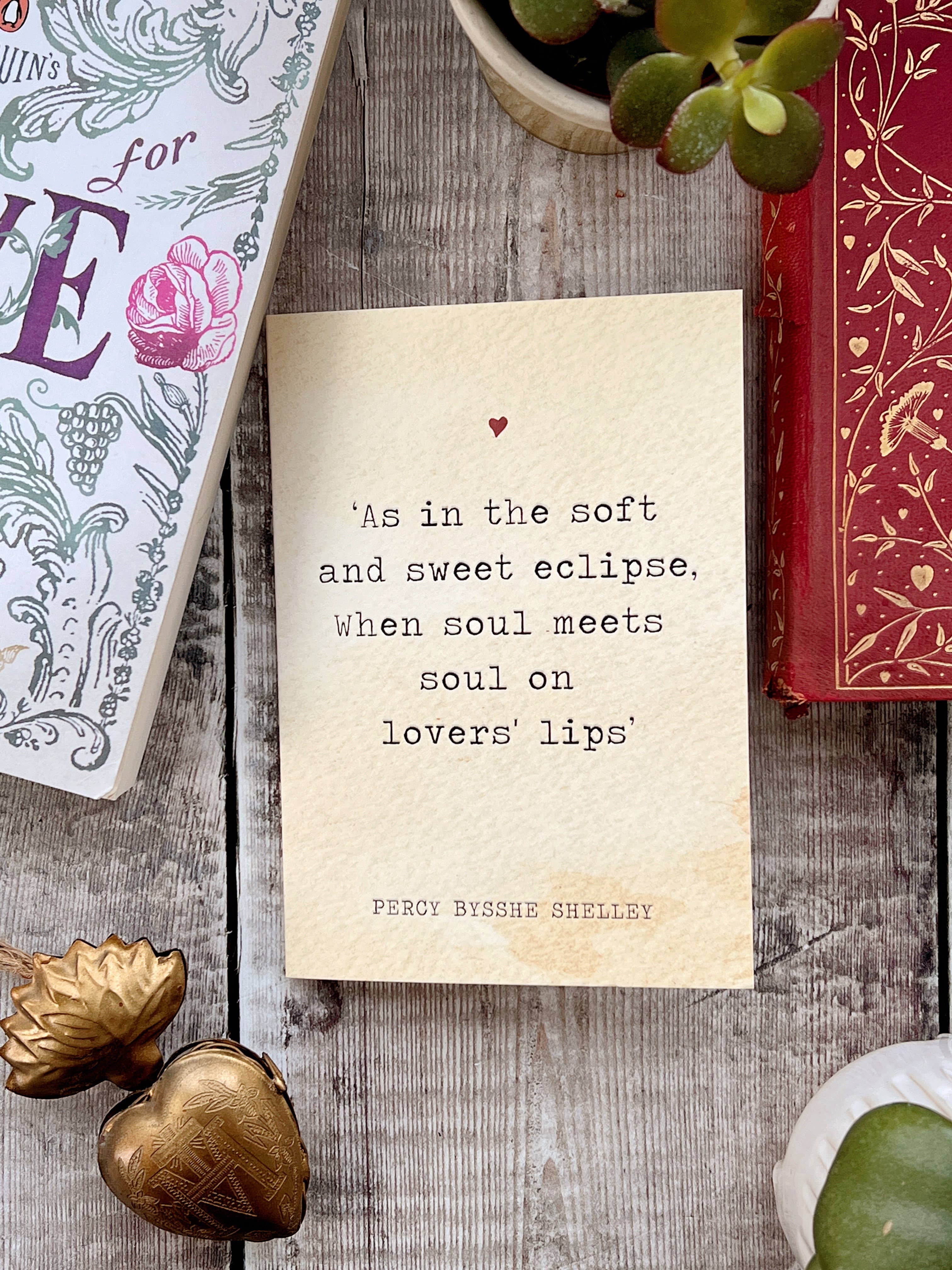 Literature Lovers Card Percy Shelley Quote Valentines