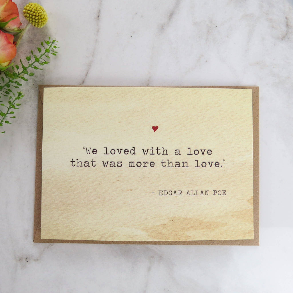 Literature Lovers Card Edgar Allan Poe Quote Valentines