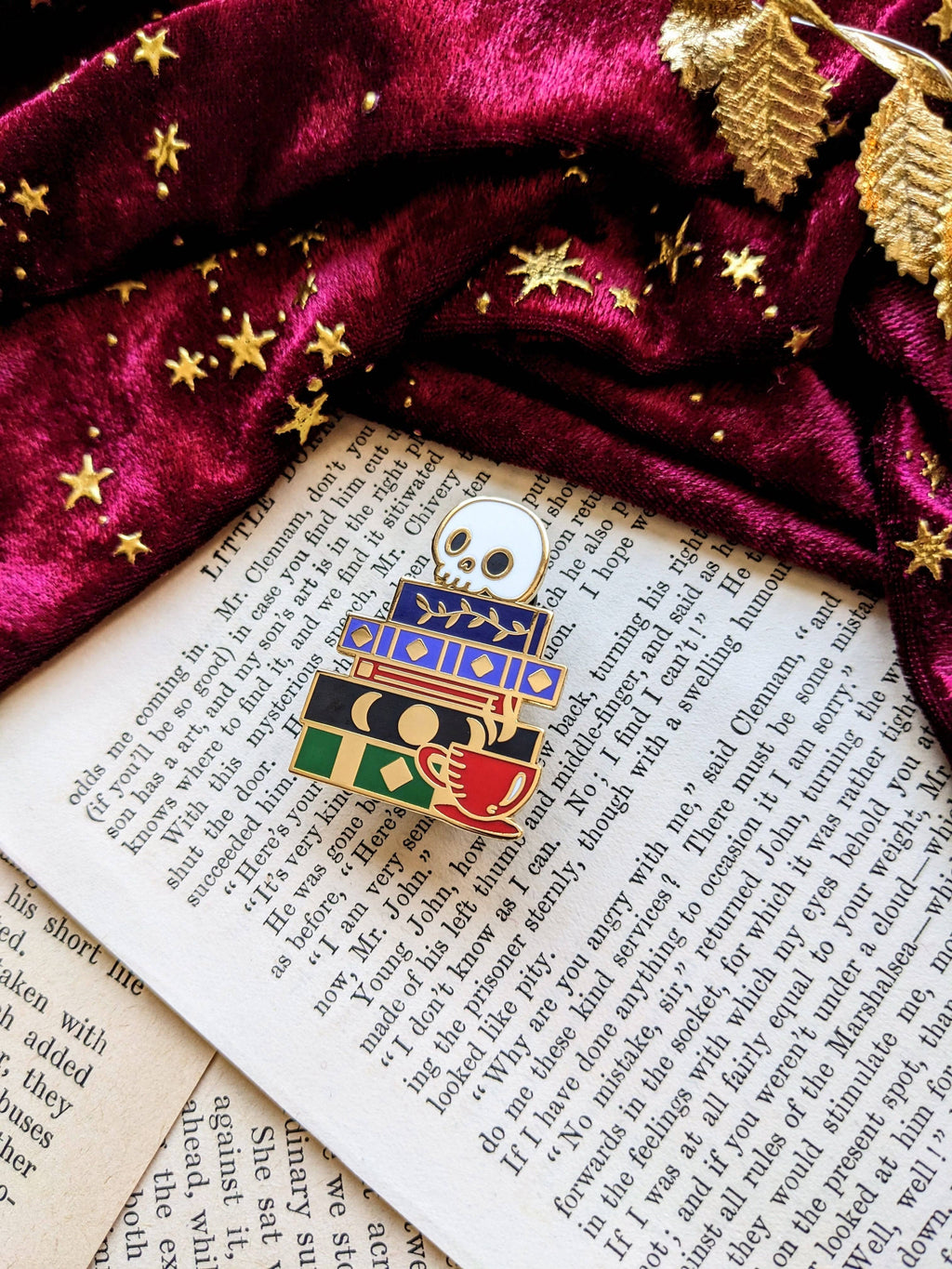 Book stack hard Enamel pin