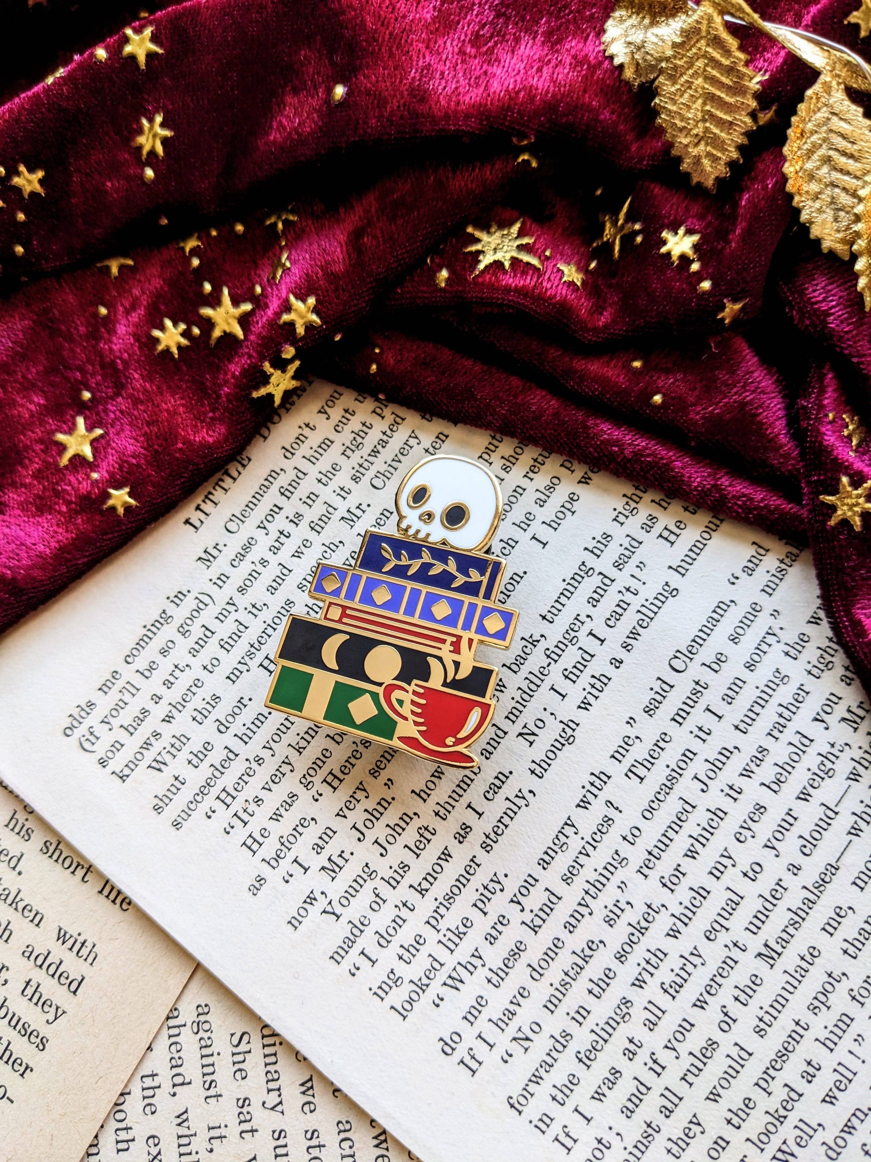 Book stack hard Enamel pin