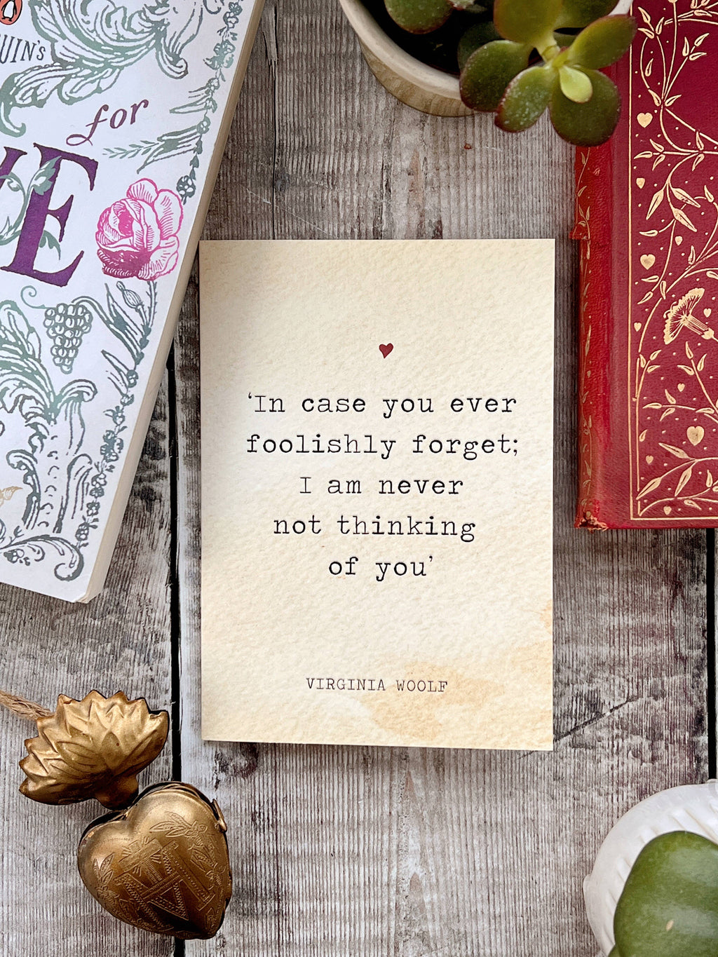 Literature Lovers Card Virginia Woolf Quote Valentines
