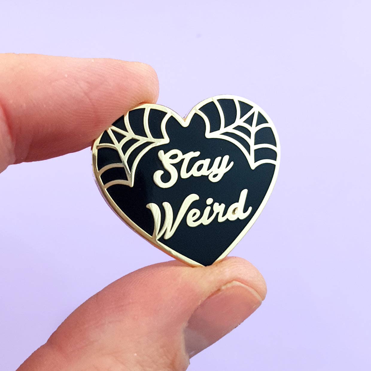 Stay Weird Black Heart Enamel Pin