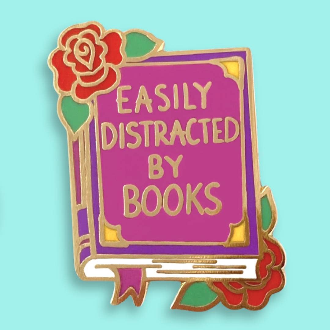 Easily Distracted By Books Enamel Pin